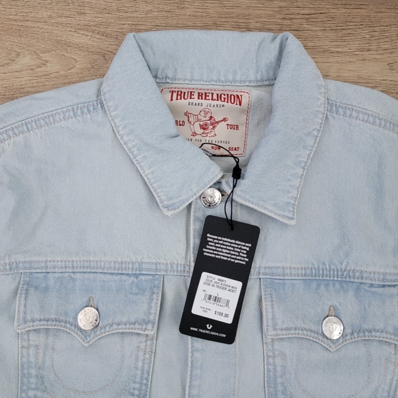 True Religion Jesse SN Trucker Jacket Light Blossom Wash Men's Denim Large - Picture 5 of 16